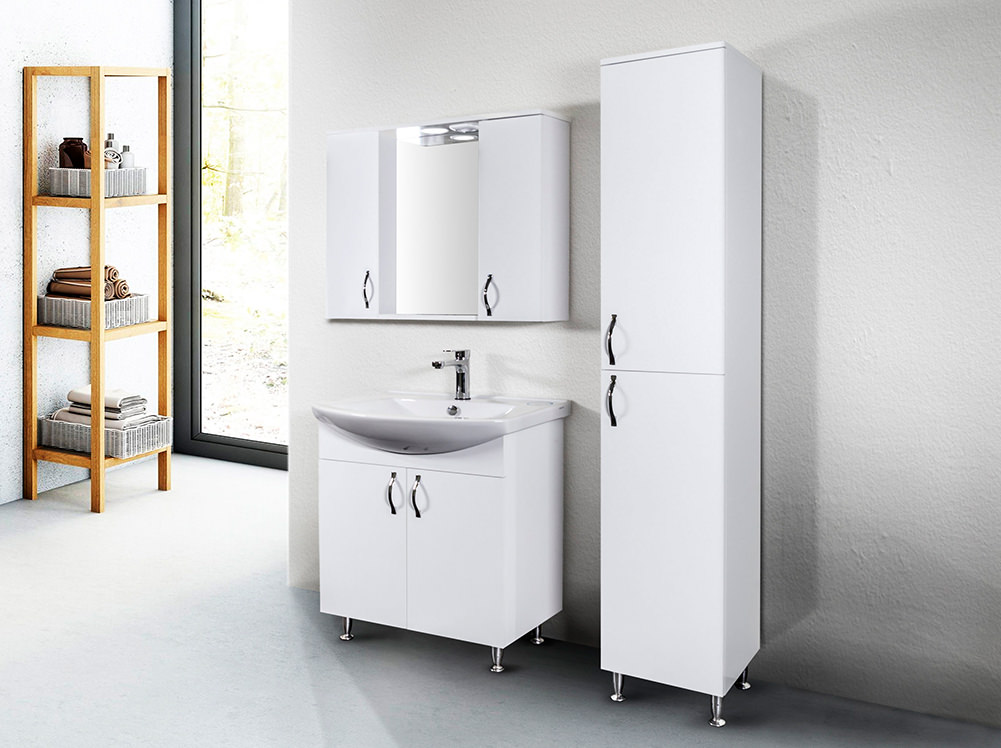 Aleco 85 Badmöbel Unterschrank mit Füßen Weiß-3